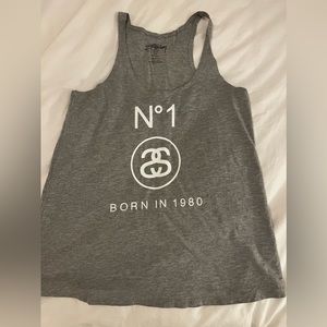 Stussy grey tank top “born in 1980” size S